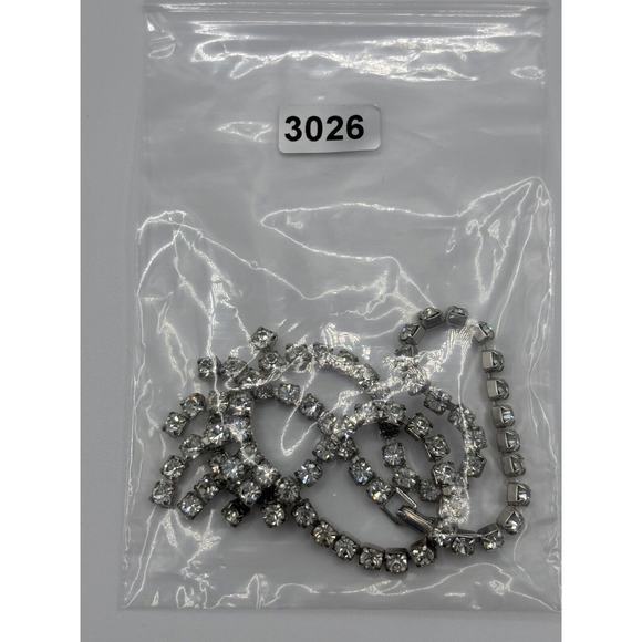 VTG Rhinestone Necklace Clear Dangle Silver Tone J1-3026 - Picture 9 of 9